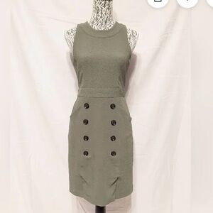 Banana Republic Olive Button-Detail Midi Dress. Size 6.